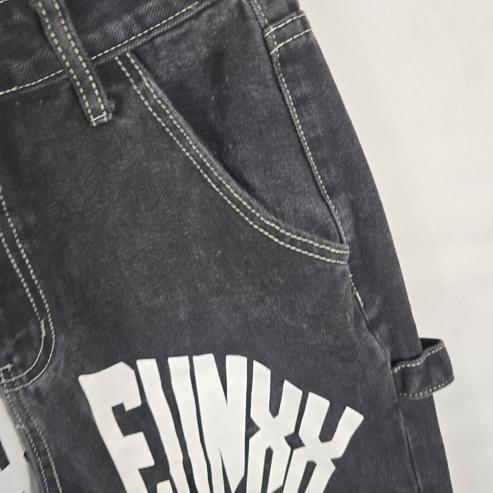 Mauv Studio Black Star Letter Graphic Cargo Jeans Size S - Picture 7 of 12